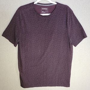 Express Size Large Men's Plum Short Sleeve Crew Pattern Tee Shirt